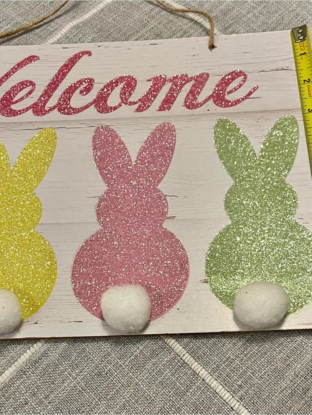 “Welcome” Bunny Wall Sign - Pastel Blue, Yellow, Pink, Green plus Assorted Decor